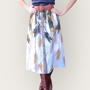 Anthropologie Edme & Esyllte Flurried Plumes Button‎ Skirt Tweed Waist Size 4